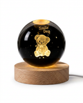 Lámpara de Cristal 3D con Osito de Peluche Grabado "Smile Day" - Luz LED Decorativa, Regalo Tierno