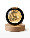 Lámpara Luna 3D de Cristal con Base de Madera - Luz LED Decorativa Nocturna, Ideal para Regalo