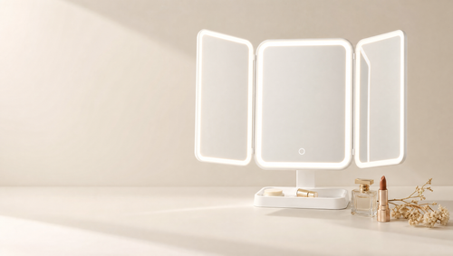 Espejo LED Plegable 3 Paneles con Organizador — YADOCORE