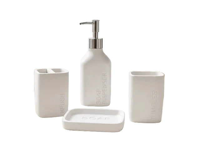 Set de Baño Cerámico Blanco Mate 4 Piezas — YADOCORE