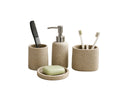 Set de Baño 4 Piezas Textura Piedra Natural – Dispensador de Jabón, Vasos y Jabonera