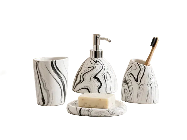 Set de Baño Cerámico Mármol 4 Piezas — YADOCORE